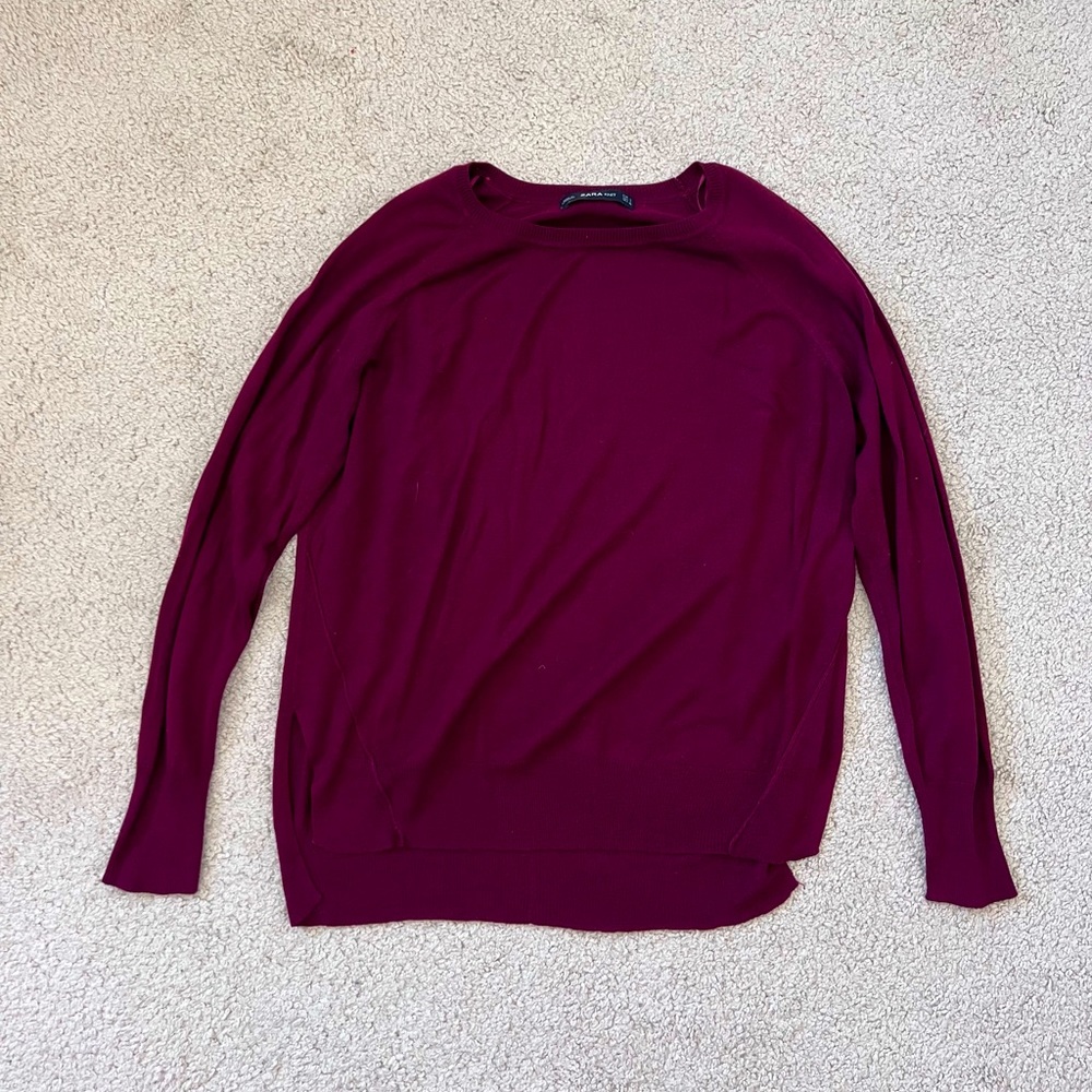 Burgundy Light Zara Knit Basic Sweater